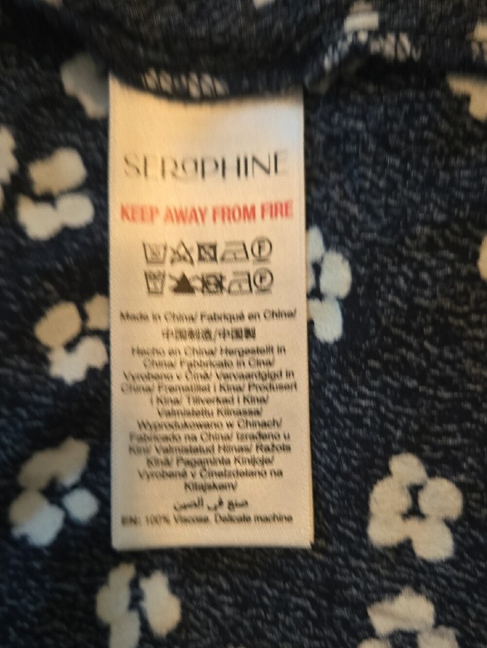 Seraphine Navy Wrap Dress with White Floral Print (Maternity/Nursing Friendly) - Picture 4 of 4